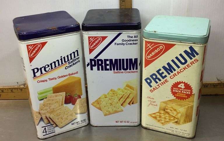 3 Nabisco Premium Cracker Tins