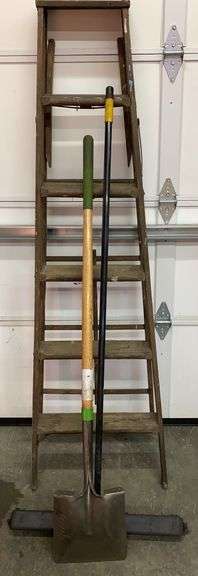 6ft Ladder, Square Shovel, Push Broom.