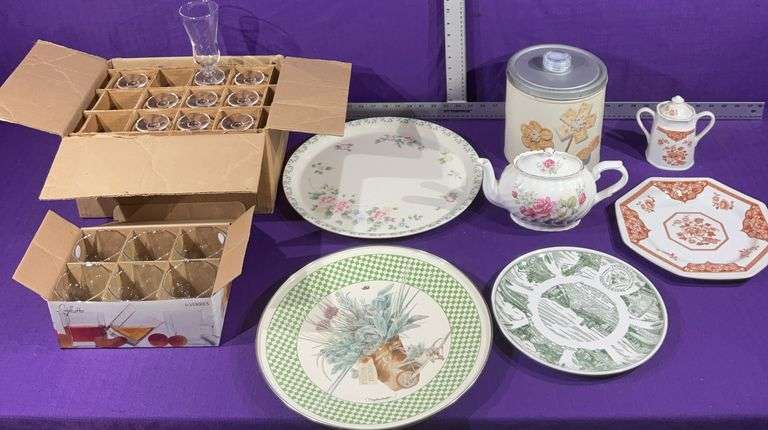 Assorted Glass Ware, Decorative Plates, Serving Plates & More