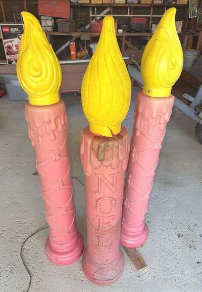 Three Blow Mold Candlesticks
