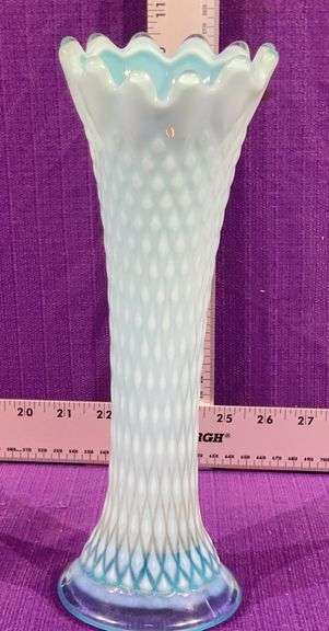 Northwood Glass Company Opalescent Swung Vase Diamond Point Pattern