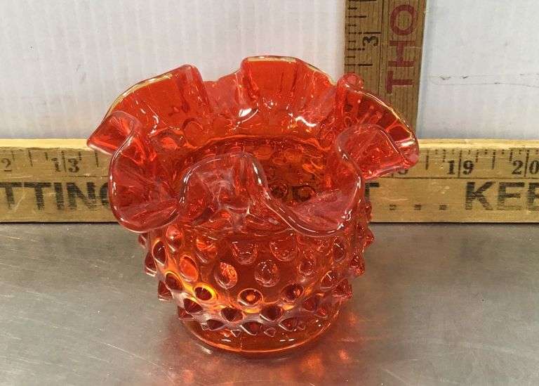 Fenton Amberina Hobnail Vase/Rose Bowl