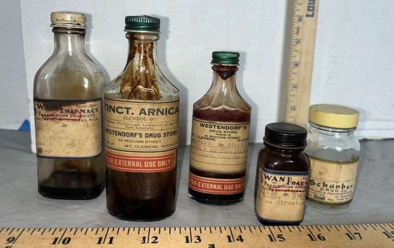 Westendorf’s and Swan Drug Store Mt. Clemens Antique Medicine Bottles