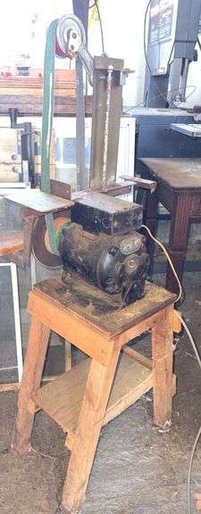 Belt Sander on Handbuilt Stand (47”T,17”W,17”D)