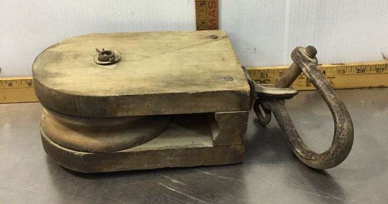 Large Wood & Metal Pulley