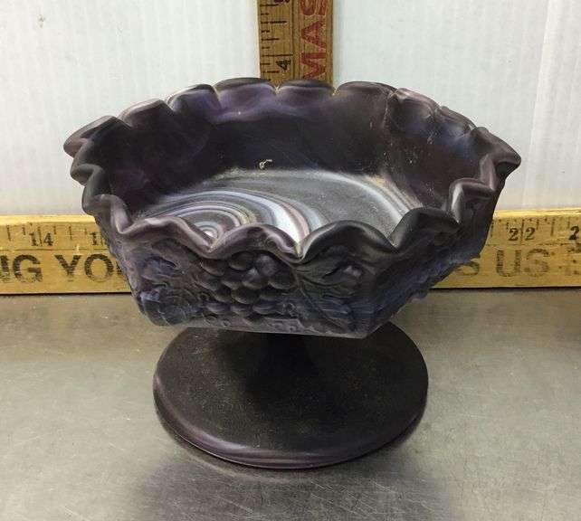 Imperial Glass Purple Slag Grape Embossed Slag Bowl