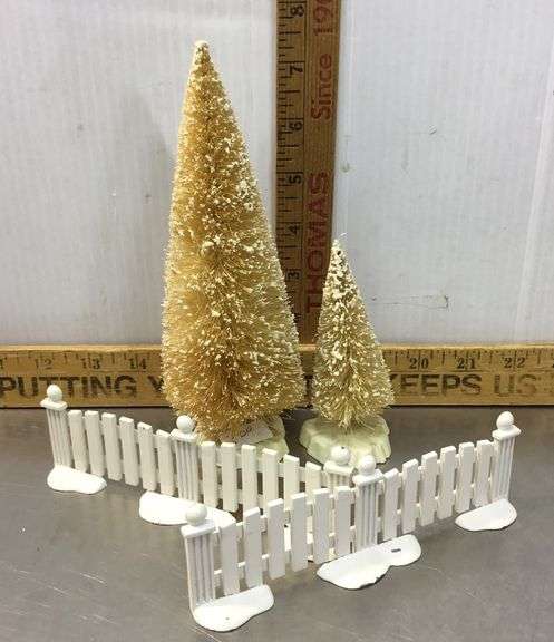 Dept. 56 Metal Fence and Christmas Trees