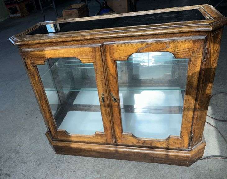 Curio Cabinet With Glass Shelves and Lights up