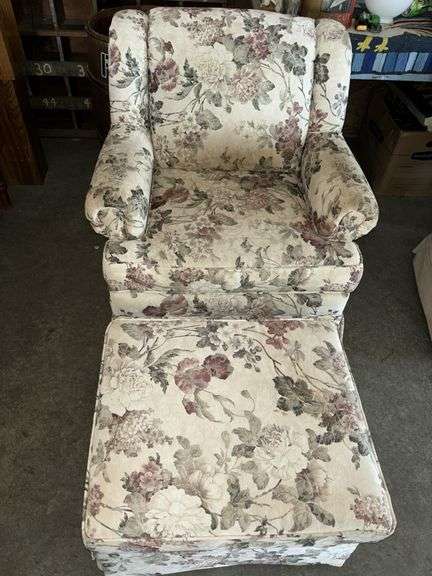 Rolled Arm upholstery Chair & Ottoman
