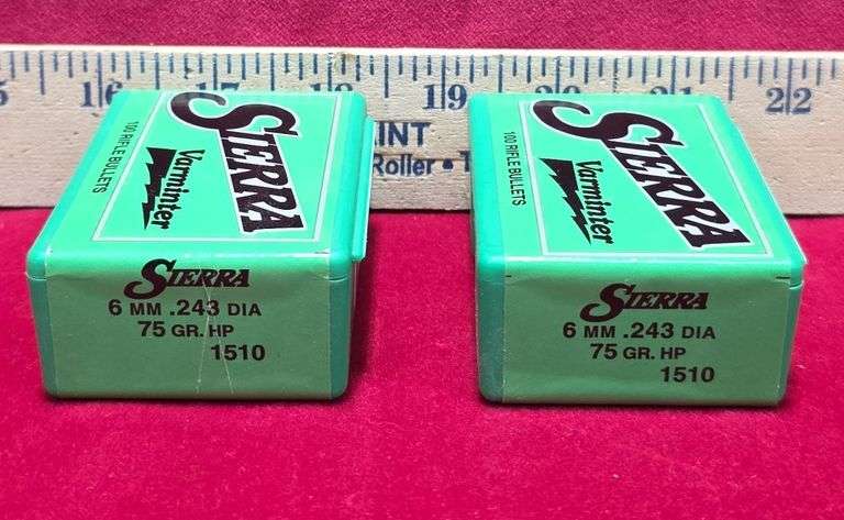 Qty-2 Sierra 6MM .243 Dia 75GR.HP Bullets