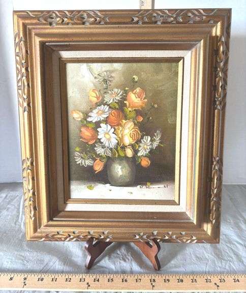 Oil Painting Floral Rose Signed Original Hand Painted 10x8