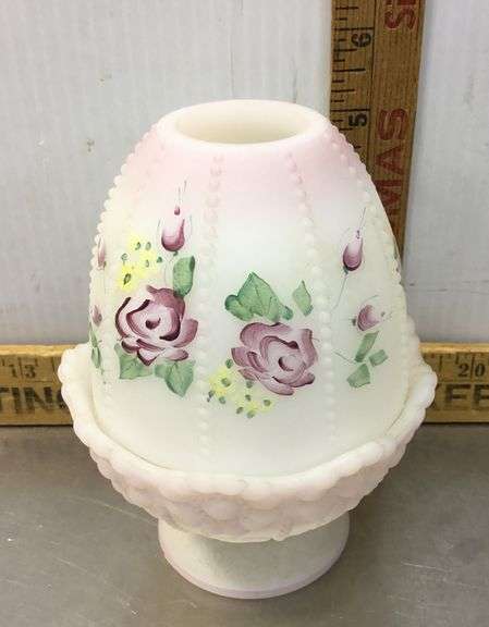Fenton Hand Painted 95th Anniversary Rose Garden Fairy Lamp