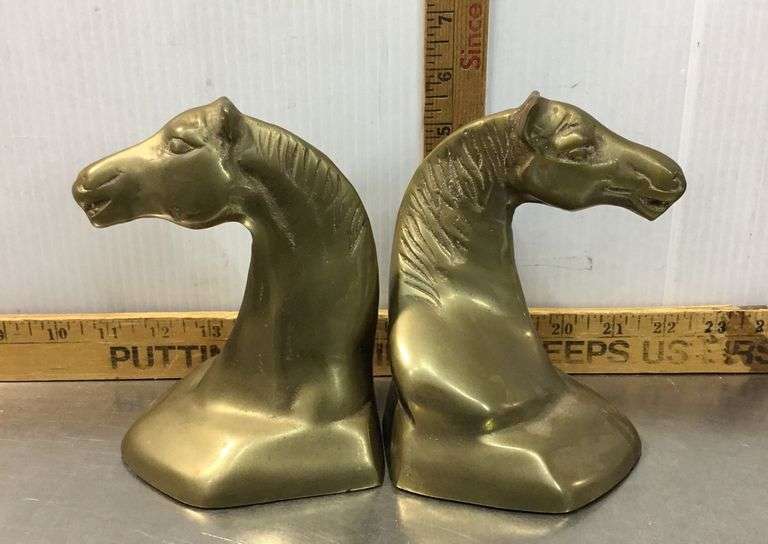 Brass Horsehead Bookends