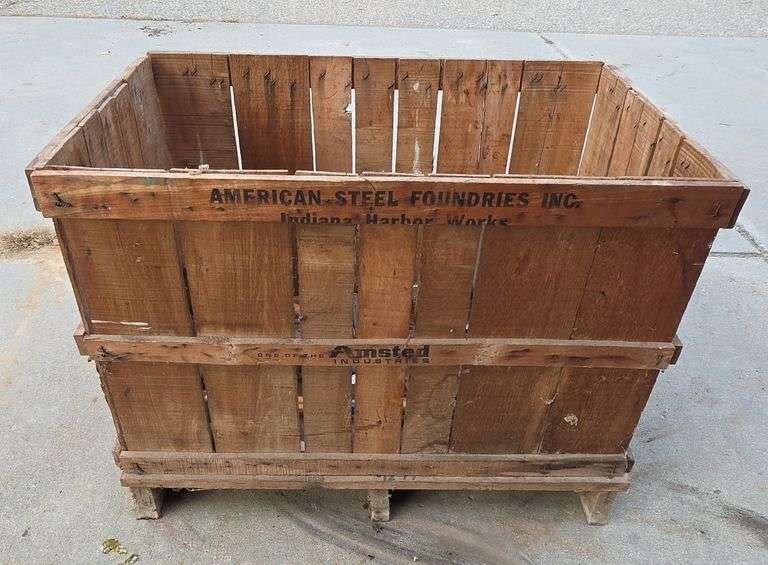 Wooden Crate with Metal Bread Box, Croquet Rackets - Sherwood Auctions