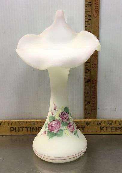 Fenton Jack In The Pulpit Hand Painted Vase