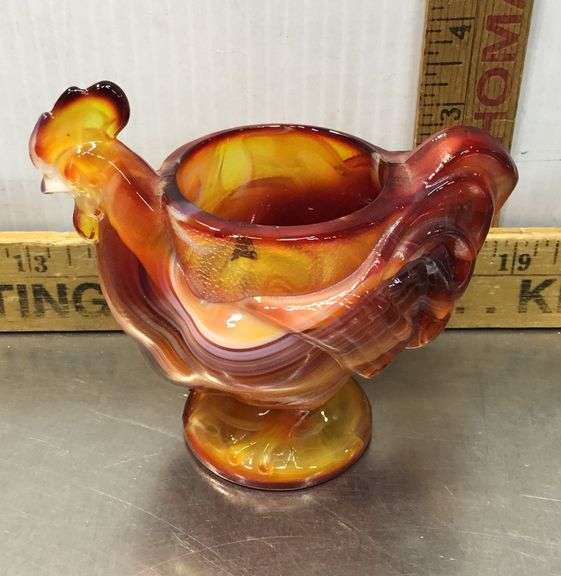 Imperial Glass Red Slag Rooster Egg Cup