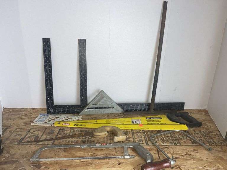 Two L Squares, Stanley Saw, Hand Saws, Stanley Corner Square & T-Shaped Damper Rod