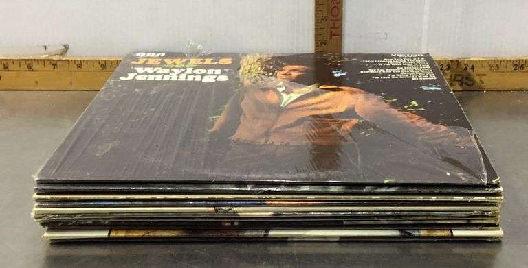 Stack Of Waylon Jennings LPs
