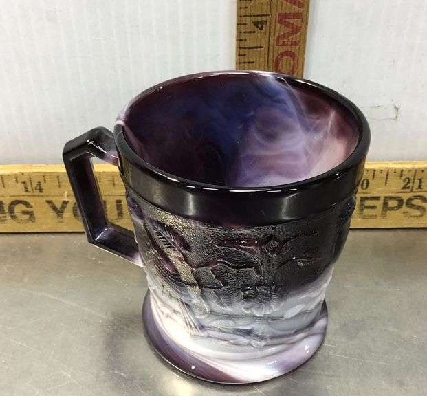 Imperial Glass Purple Slag Bird Mug