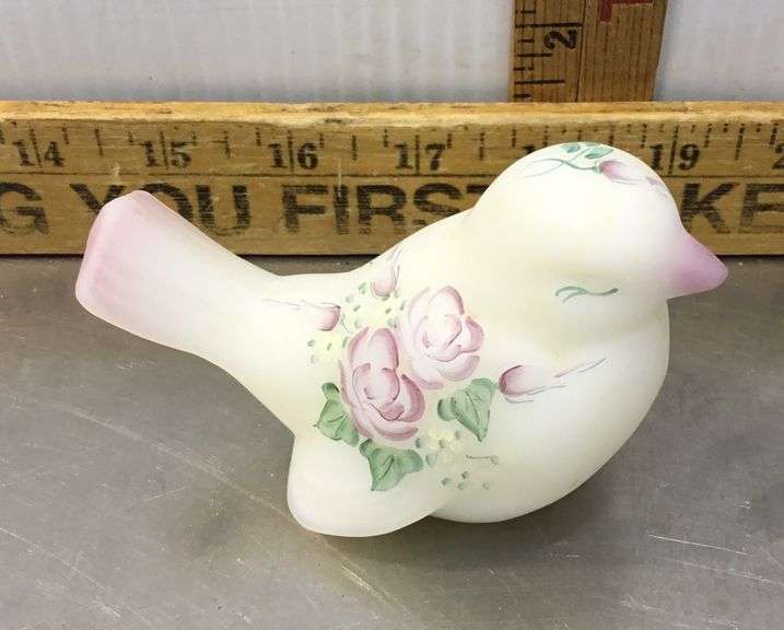 Fenton 95th Anniversary Rose Garden Bird Figurine