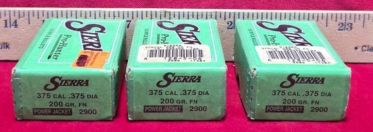 Qty-3 Sierra 375 Cal .375Dia 200GR FN Bullets