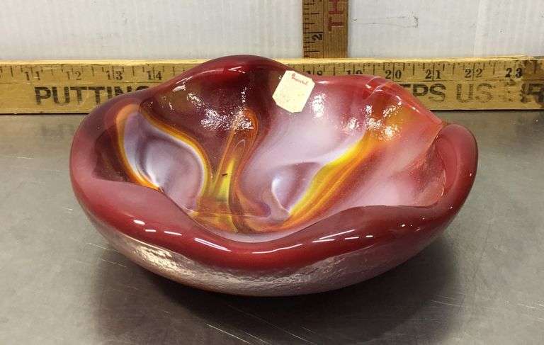 Imperial Glass Red Slag Decorative Bowl
