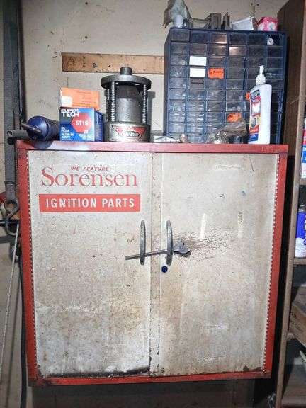 Shop Cabinet w/ Contents + Seal Driver (bring tools to remove from wall)
