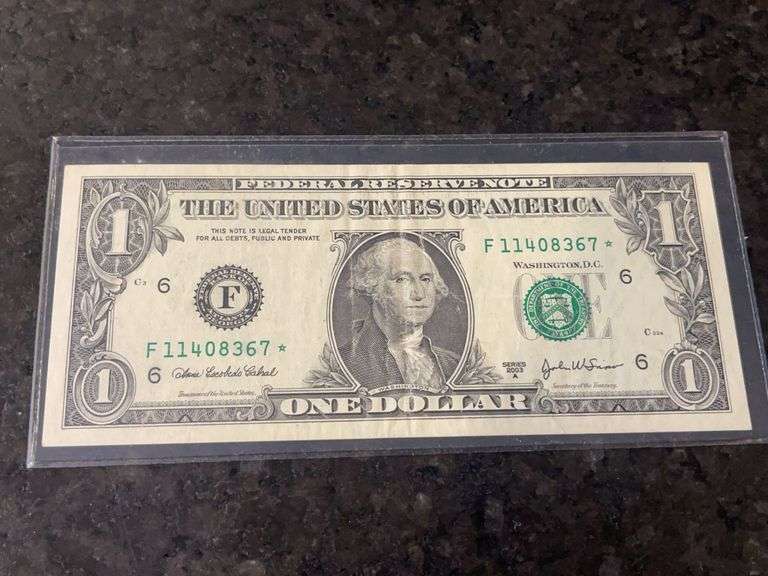 2003 A United States of America $1.00 Star Note Bill w/ Serial Number + Star