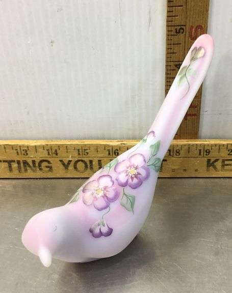 Fenton Hand Painted Blue Burmese Bird