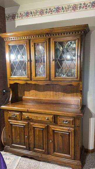 2 Pc. Ethan Allen Heirloom Early American Buffet W/ Hutch 78”Tx52”Wx18”D