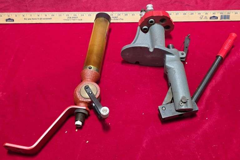 Lyman Brass Smith 6 Bullet Reloading Press, Pacific Deluxe Powder Measure
