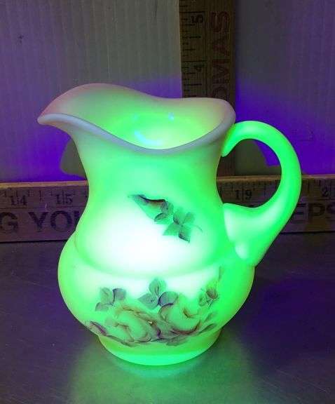 Fenton Uranium Burmese Moss Rose Creamer