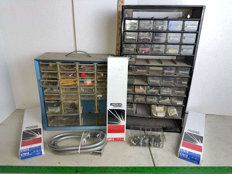 New Boxes of Lincoln Electric Welding Electrodes & Small Parts Organizers