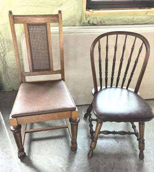 Cane Back Leather Seat Chair & Dinaire Buffalo ny slab seat colonial Oak dining chair