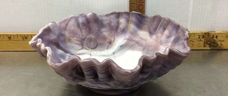 Imperial Glass Purple Slag Rose Embossed Bowl