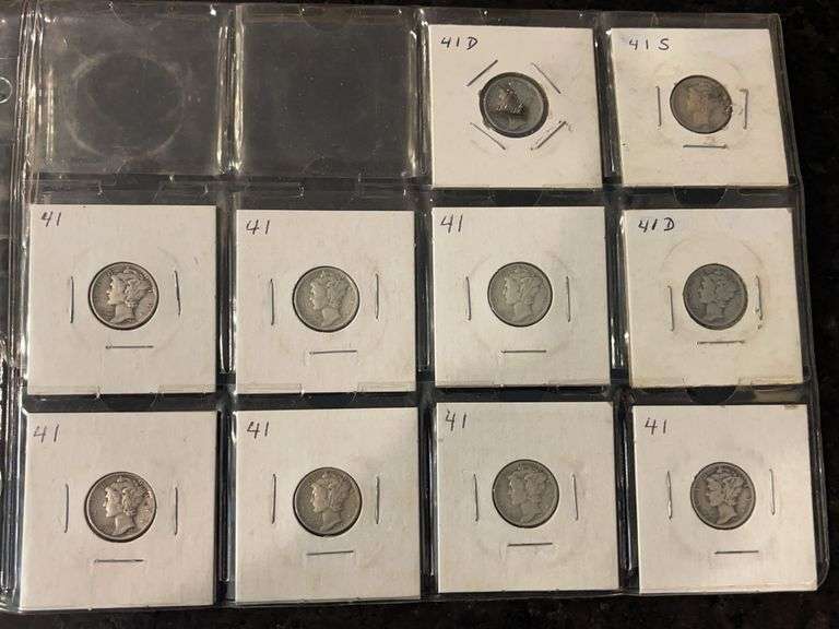 Ten Mercury Dimes- 1941, ‘41 S & ‘41 D