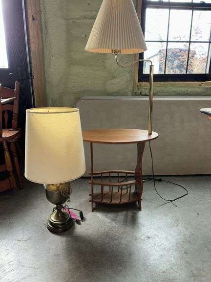 MCM Mid Century Hollywood Regency Stiffel Brass Tall Table Lamp & Mid Century Floor Lamp