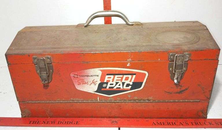 1960's Marquette Star-Jet Redi Pac Metal Tool Box + Contents
