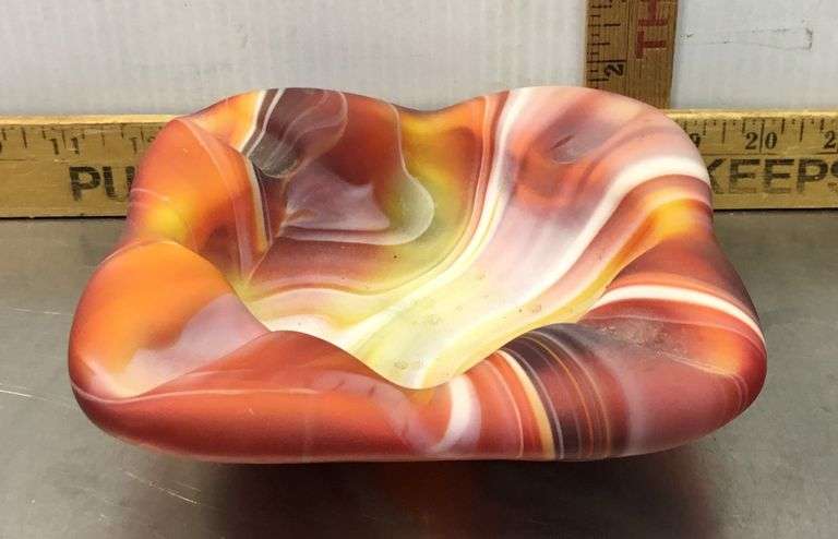 Imperial Glass Red Slag Ashtray (heavy)