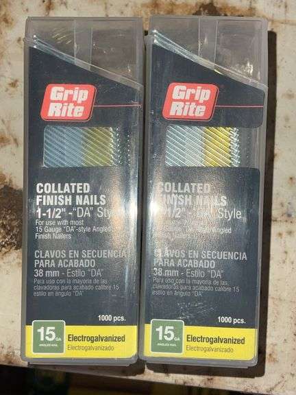 2- 1000 piece boxes Grip Rite 1-1/2” collated finish nails - Sherwood ...