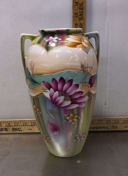 Vintage Nippon Royal Hand Painted Floral Scene Vase