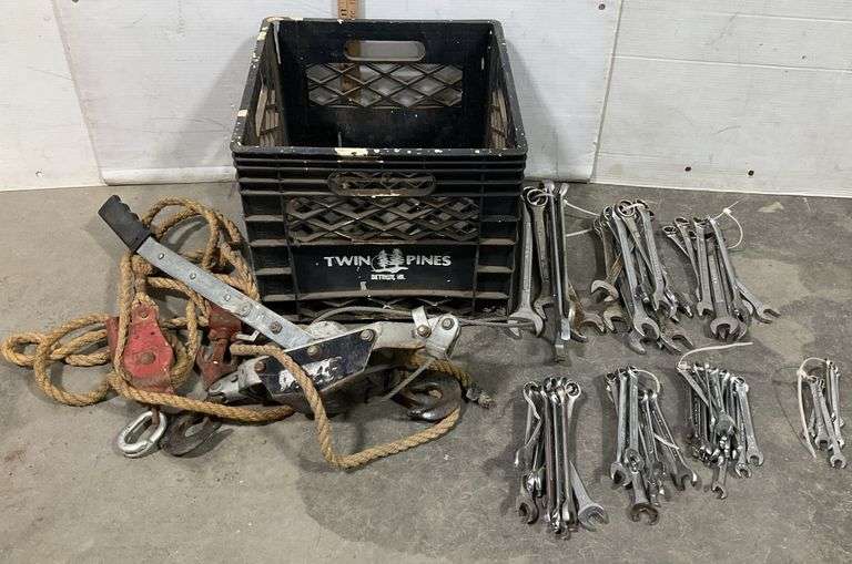 Milk Carton, Come Along, Rope Pulleys & 7 Sets of Zip Tied Wrenches ...