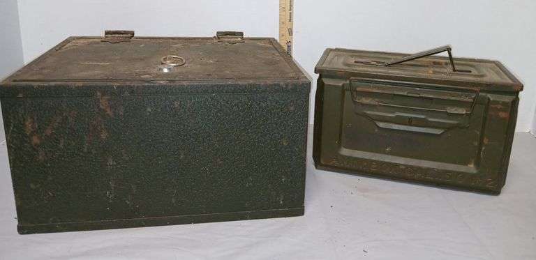 Military Ammo Box + Contents and Safe (no key)