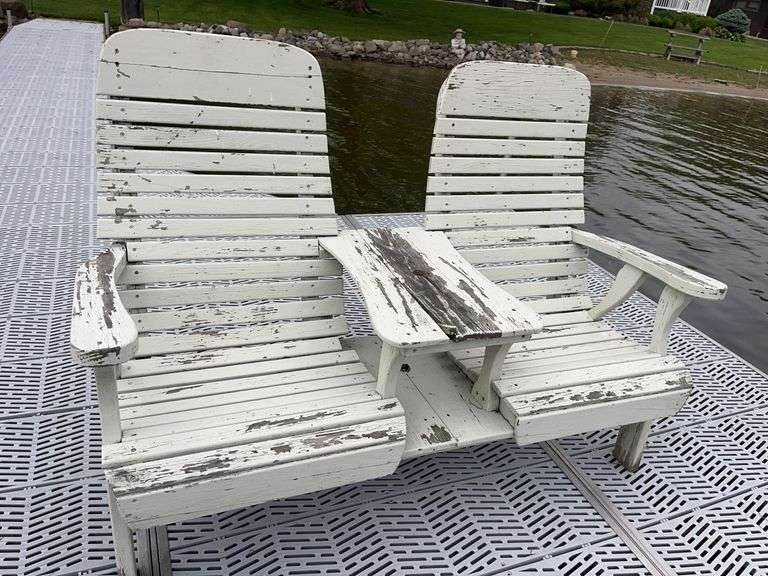 Wooden Two Person Loveseat w/ Table