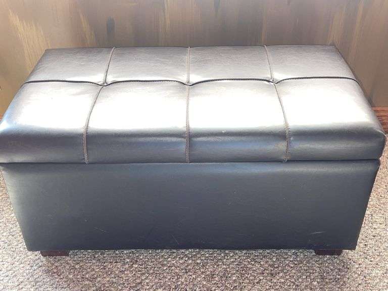 Faux Leather 16”x34”x19” Storage Ottoman