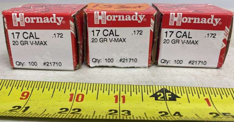 353 ct. Hornady 17 CAL 20 GR V-MAX .172 Bullets