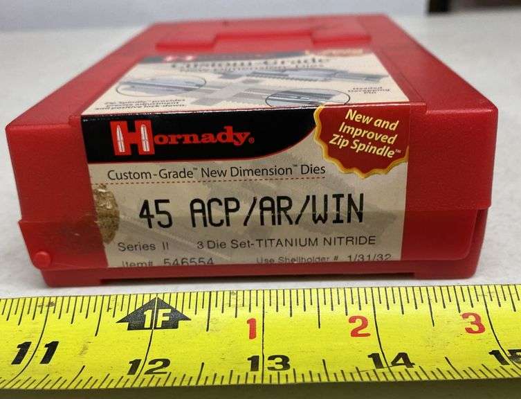 Hornady Custom Grade New Dimension 3-Die Set For 40 S&W & 10MM Auto Reloading (546533)
