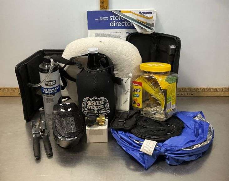 Neck Pillow, Rat Poison, Tire Sealant(full),Tools, Atlas, Propane Tank Cap & More