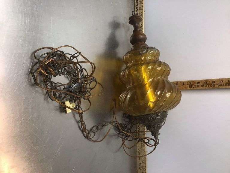 Vintage Art Deco Amber Glass Ceiling Light Fixture