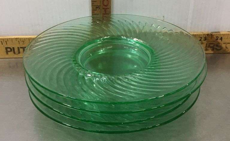 Green Depression Uranium Glass Plates